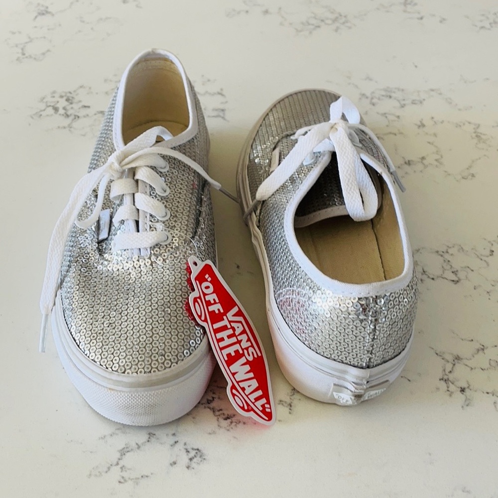 Vans Micro Silver Sequin Skate Vans - Picture 7 of 12